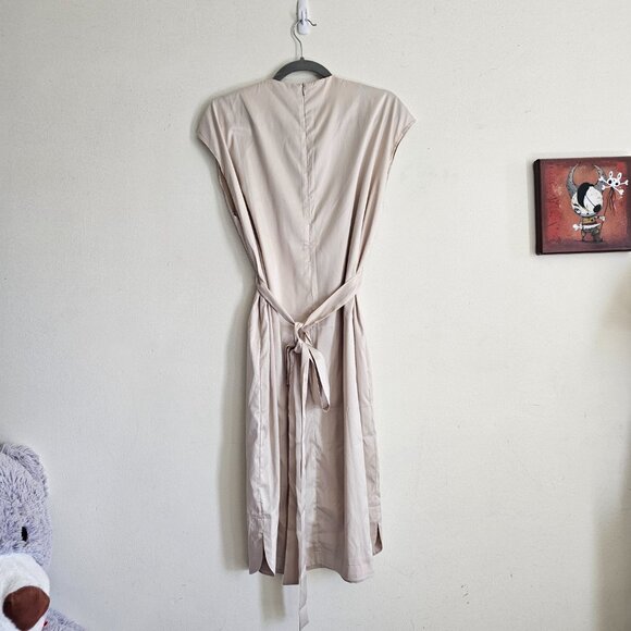 Modern Citizen Joanne Satin Sheen Knee Length Sleeveless Dress, S, Cream - Picture 3 of 11